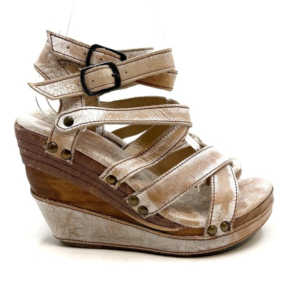 Bed Stu | Juliana Distressed Leather Wedge Sandals Size 6.5 - Picture 2 of 12